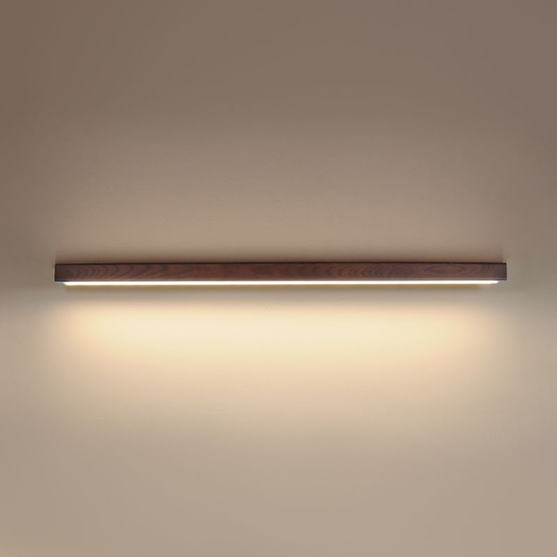 Wood Linear Shade Flush Ceiling Light Modern 1 Light Flush Mount Fixture in Brown