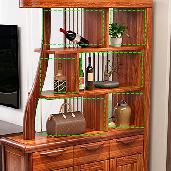 Solid Wood Cabinet in Brown 78.74" Tall Accent Cabinet with Drawers and Shelves