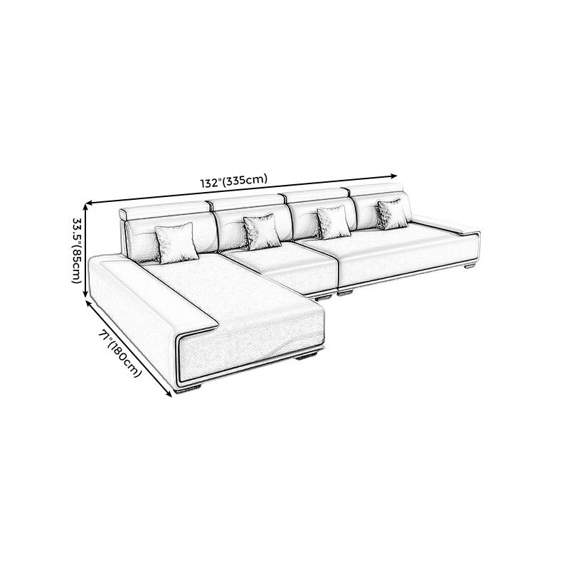 132"L Modern 5-Seat Sectional Fabric Cushion Back Sofa and Chaise