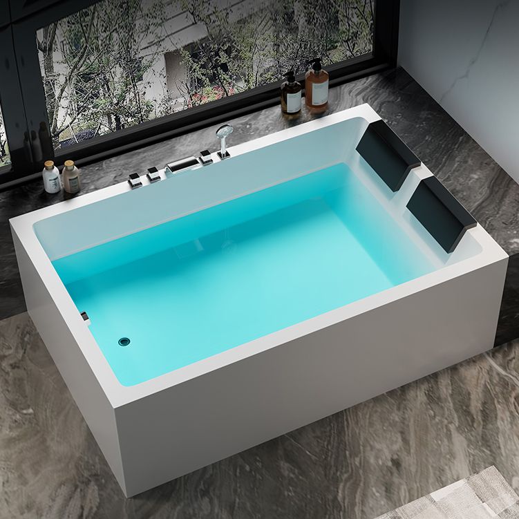 Modern Rectangular Acrylic Bathtub Stand Alone Soaking White Bath