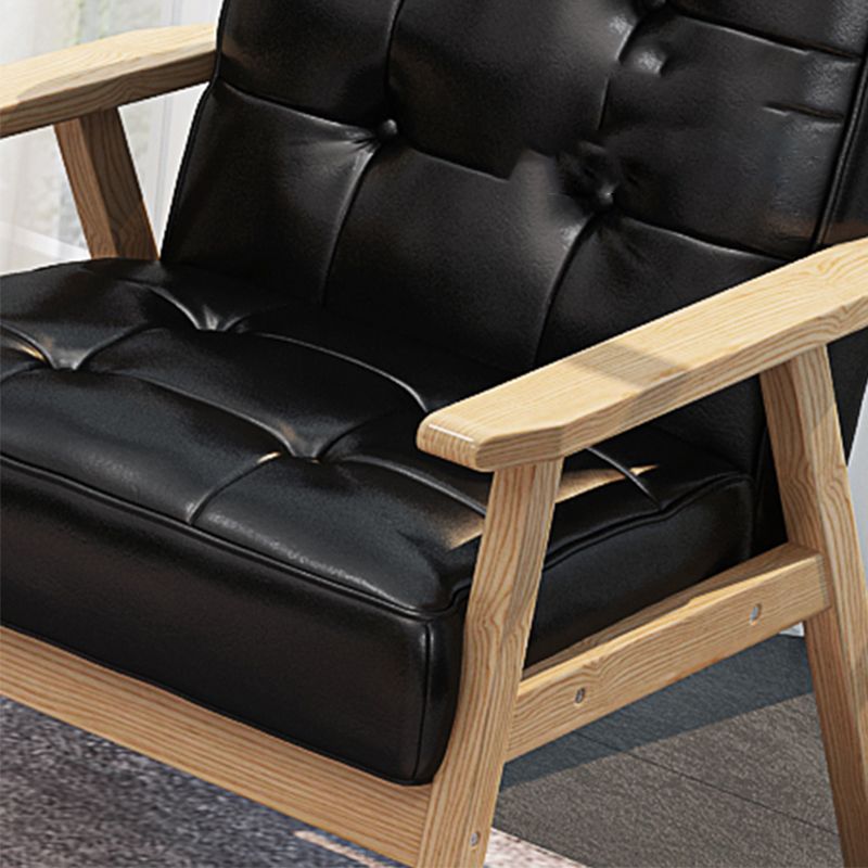 Square arm 25.5"W Faux Leather Arm Chair with Basic Four Legs and Tufted Back