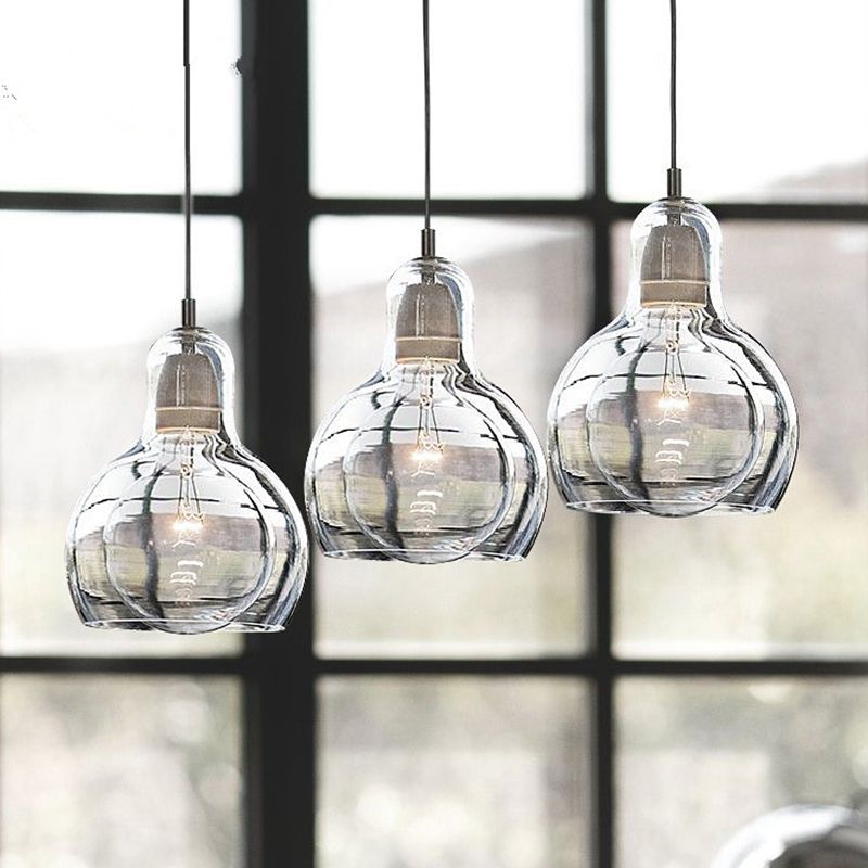 Bulb Glass 1 Light Hanging Light Fixtures Adjustable Wire Pendant Lighting for Restaurant