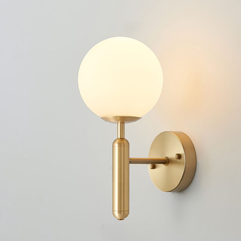 Contemporary Wall Sconce White Glass Wall Mounted Light Fixture for Reading Room