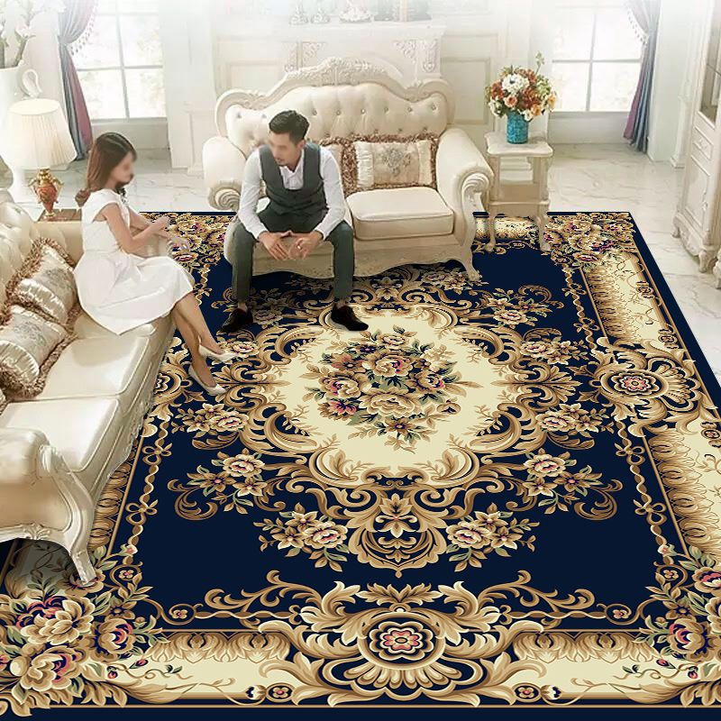 Vintage Washable Rug Classic Floral Design Rug Polyester Anti-Slip Carpet for Home Decor