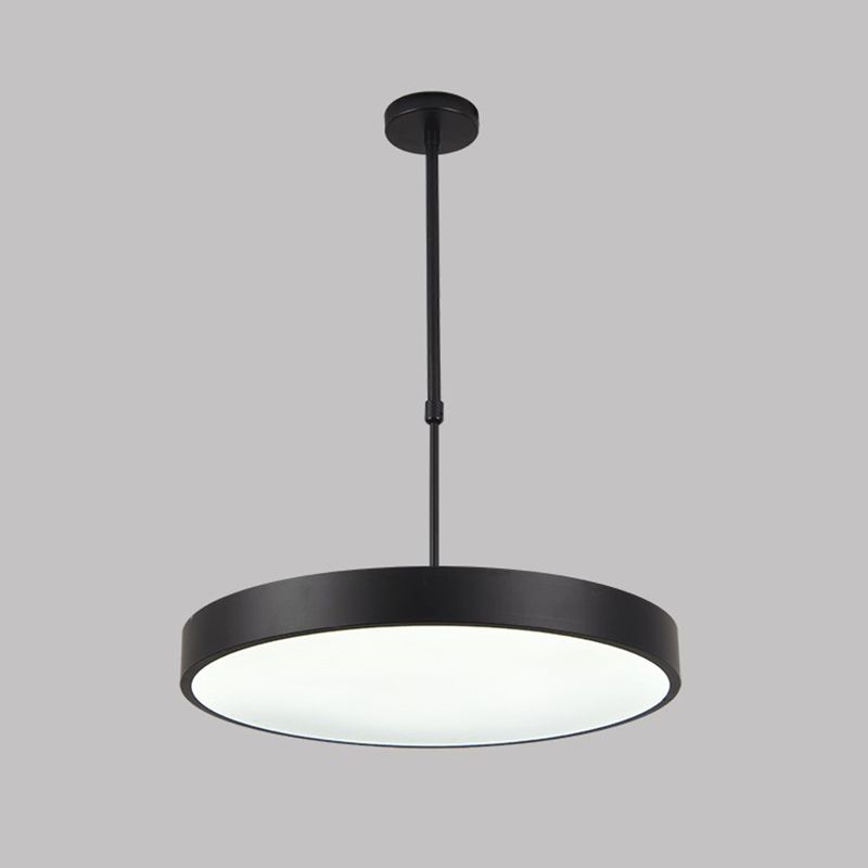 Lampada di sospensione rotonda in altezza regolabile Modern Metal Office LED Luce in nero in nero