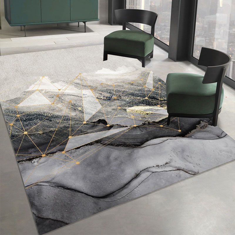 Contemporary Flowing Water Pattern Carpet Polyester Rug Non-Slip Backing Area Carpet for Living Room