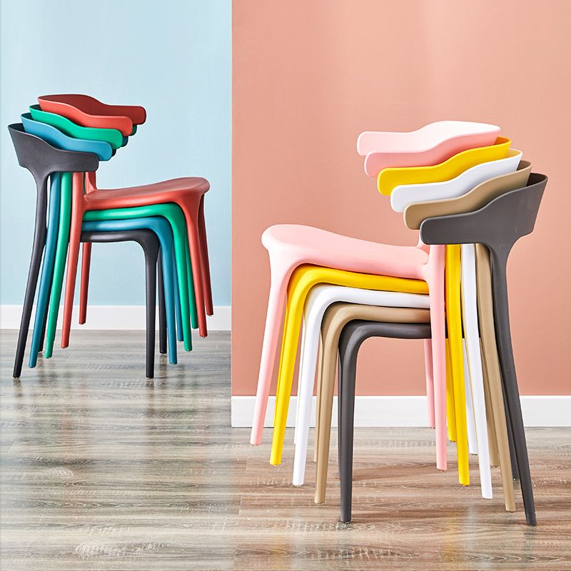 Ensemble de chaise de salle à manger en plastique à dossier ouvert empilable de chaise latérale moderne à la maison