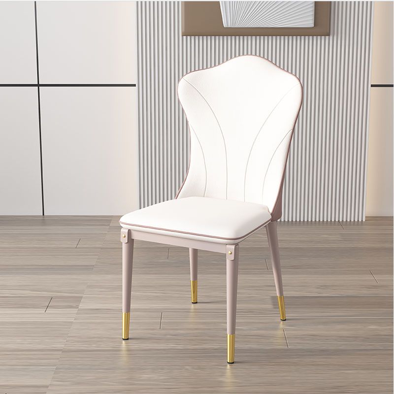 Leather Dining Side Chair Scandinavian Design Solid Back Armless Dining Chairs