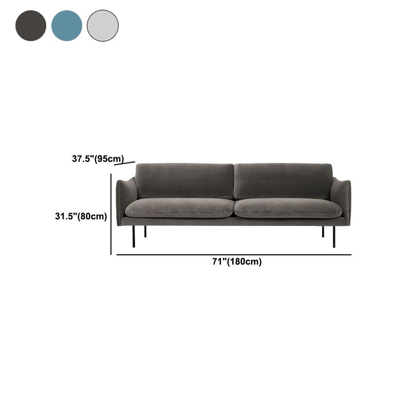 Sofa with 2 Pillows Square Arm Contemporary Sofa with Black Metal Feet