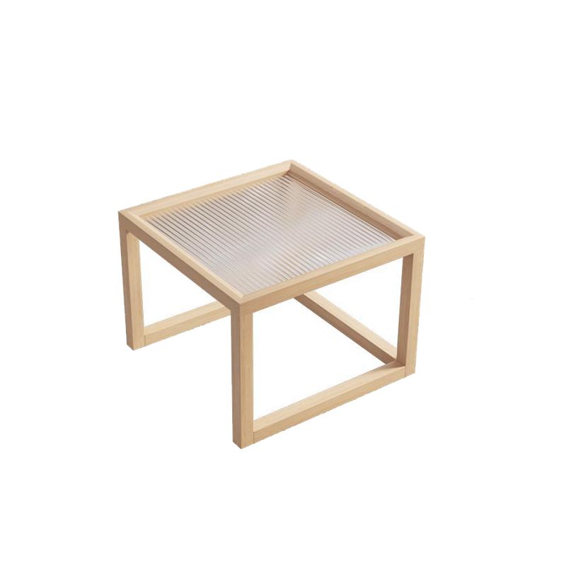 Contemporary Rectangle Coffee Table with Glass Top and Pine Wood Base