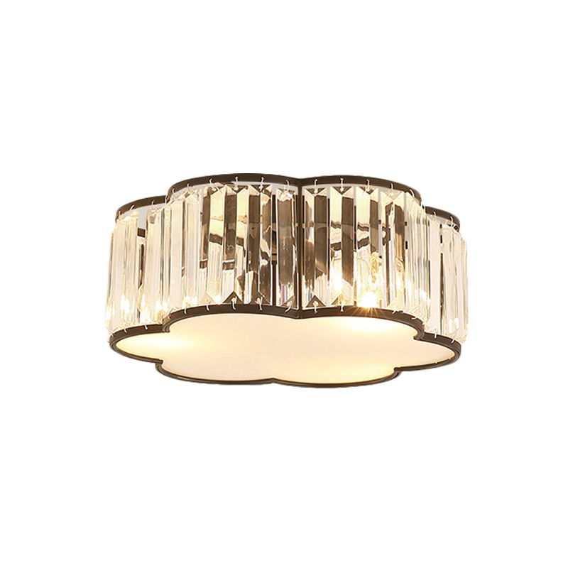 Black Crystal Cloud Flush Lamp Contemporary 3/4/5 Lights Bedroom Flushmount Lighting