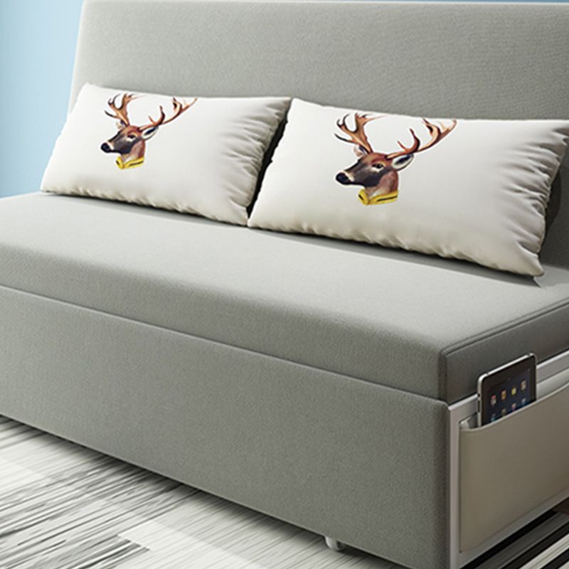 Gray Armless Seating with Pillows Convertible Sofa Bed with Storage