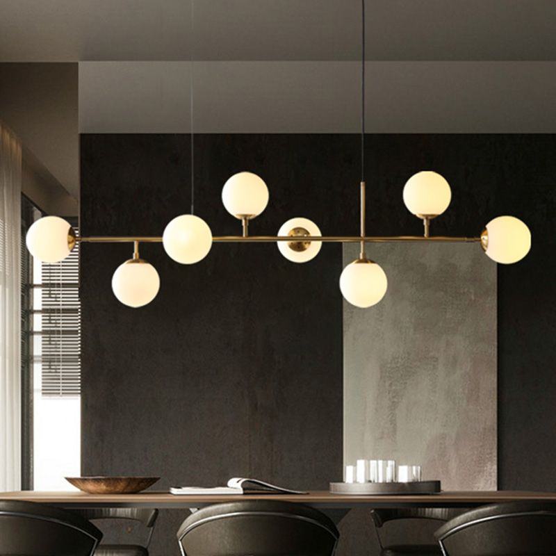 Round Dinning Room Island Pendant Light Glass Minimalist Style Hanging Island Light