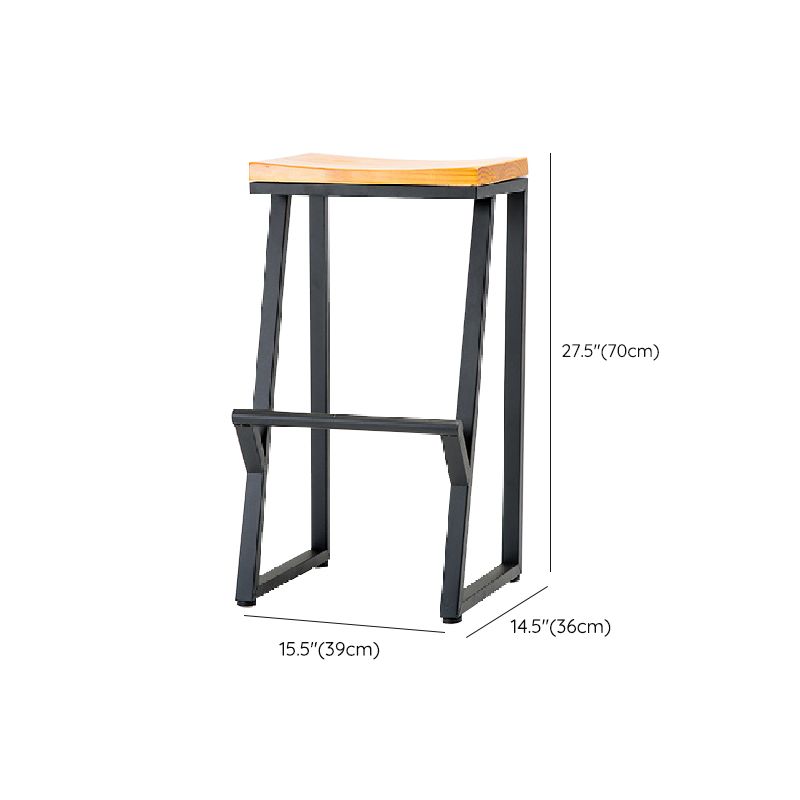 Contemporary Metal Counter Stool Wood Seat Bar Stool for Living Room