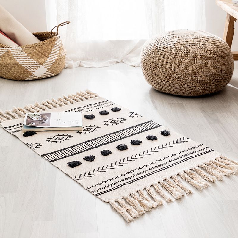 Ethnische Baumwollmischfläche Teppich Tribal Print Innenteppich Rand Teppich für die Heimdekoration