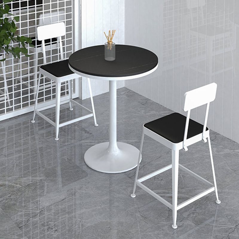 Faux Leather Dining Stools Square Bar Stools with Metal Base