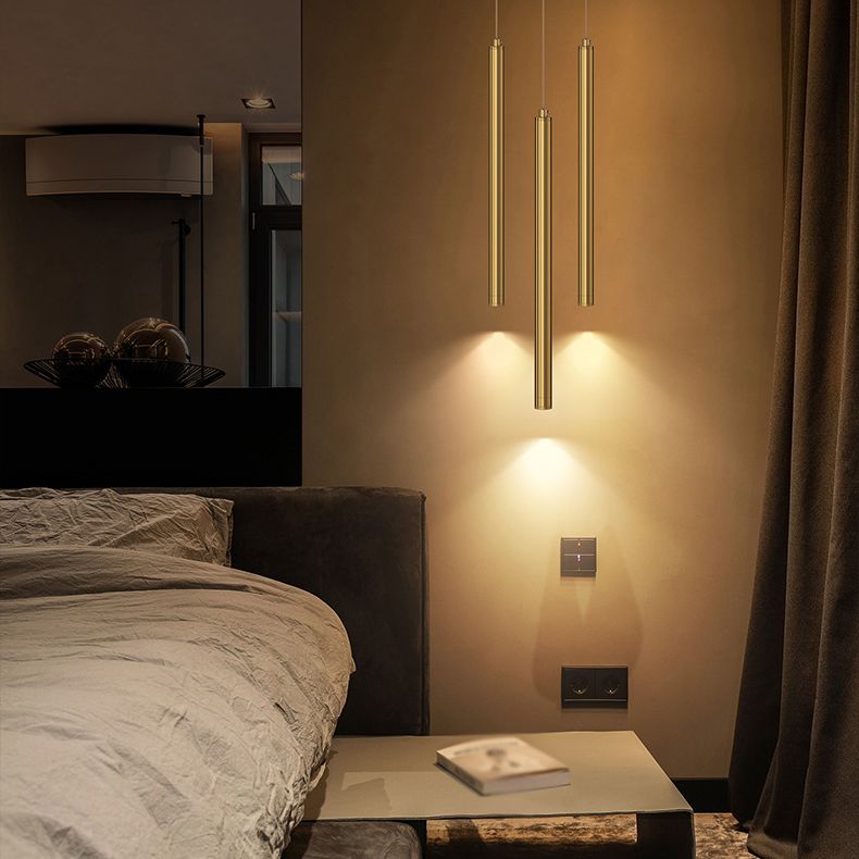 Modern Round Metal Tube 3W LED Pendant Light Long Line Lamps for Bedroom Dinning Room