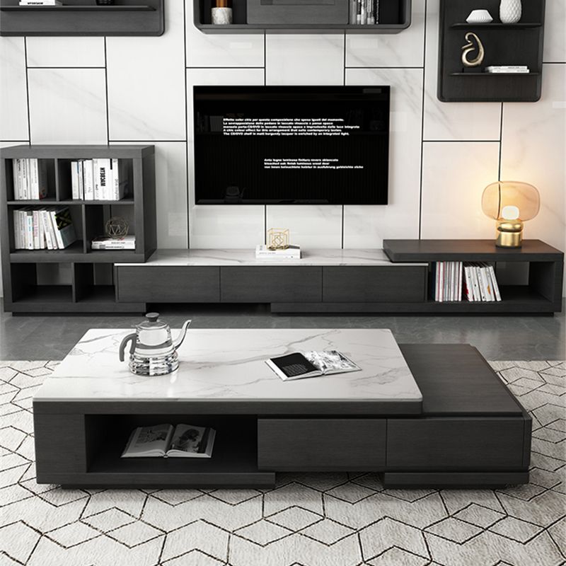 Single Coffee Table Slate Rectangular Coffee Table with Shelf