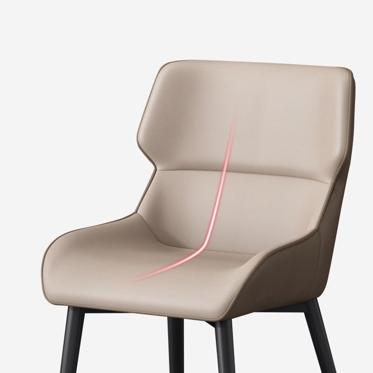 Hedendaagse faux lederen eetkamerstoelen Wingback arm stoel met metalen benen (set van 4)