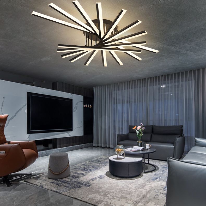 Soggiorno in ferro battuto LED Luci a soffitto Luci da soffitto Lineare Moderna Montaggio a filo