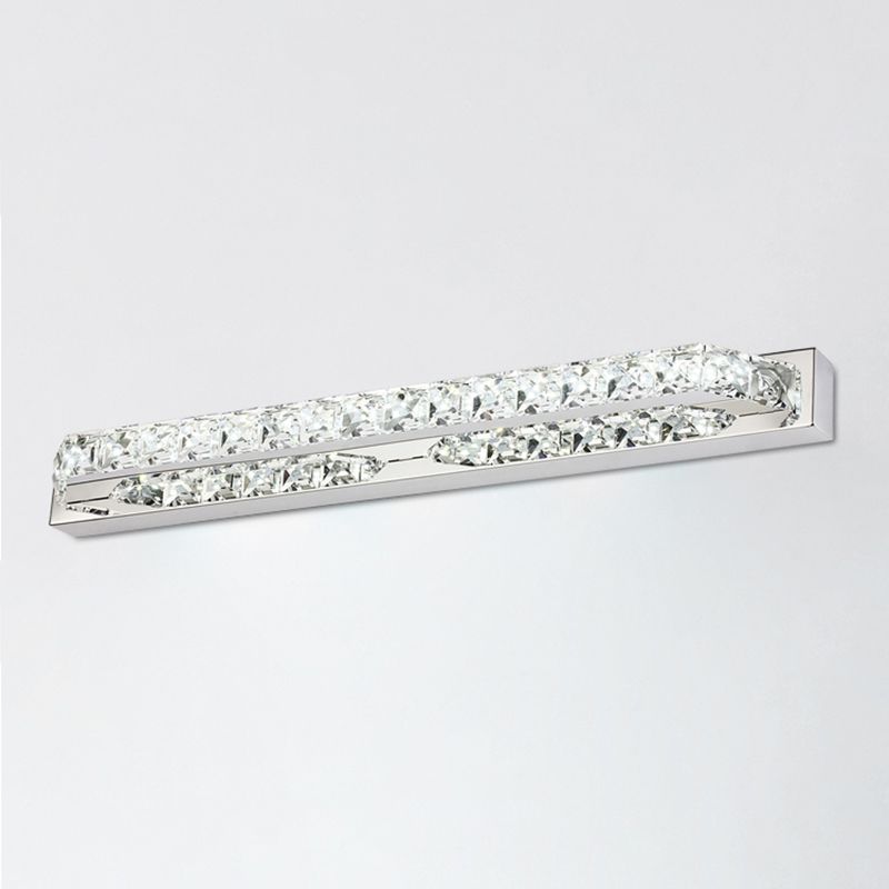 Linear Shape Contemporary Style Vanity Light Crystal 1 Light LED Mirror Light for Bathroom