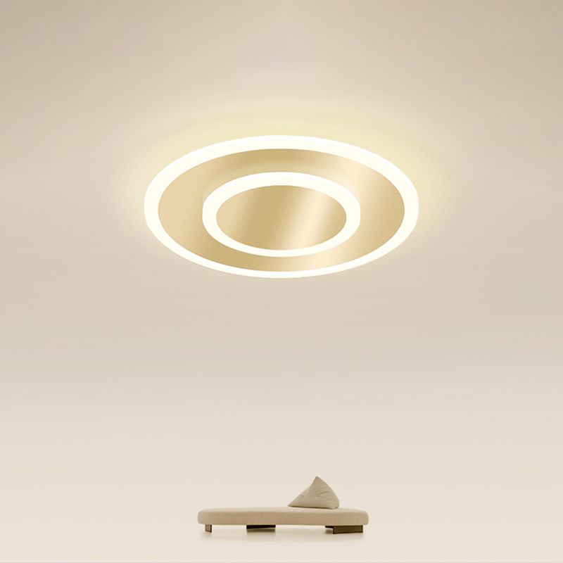 Geometric Shape Corridor Ceiling Light Acrylic Minimalism LED Flush Mount Fixture in Gold