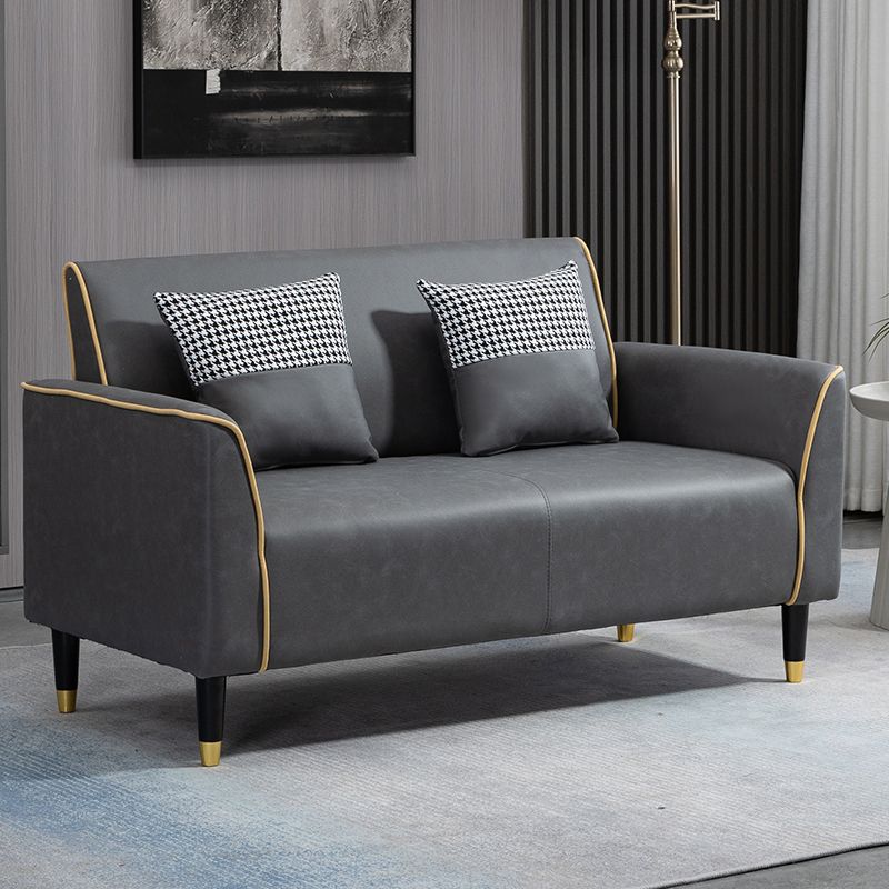 Glam Tight Back Flared Arm Living Room Faux Leather Standard Seating