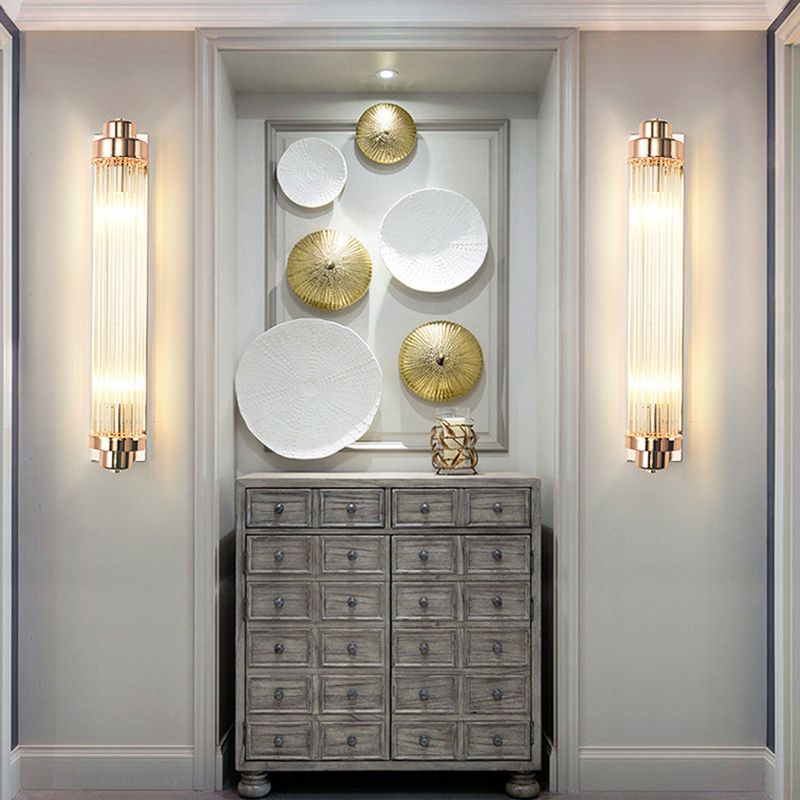 Crystal Gold Wall Light in Modern Concise Style Wrought Iron Rectangular Wall Sconce for Living Room