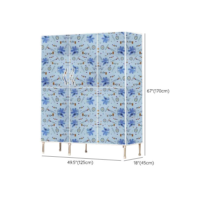 Hinged Wardrobe Cabinet with Garment Rod Steel Wardrobe Armoire