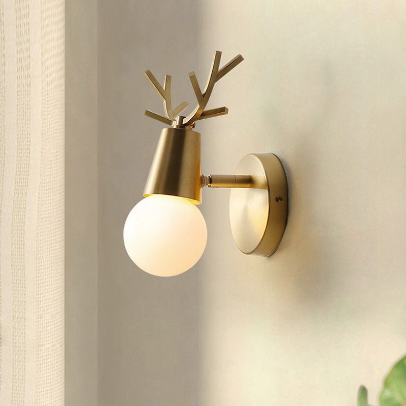 Golden Antler Sconce Light Fixtures Single Bulb Postmodern Wall Lamp for Bedroom Living Room