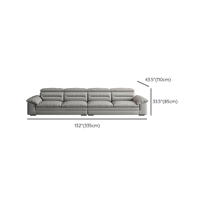 Contemporary Faux Leather Light-grey Sewn Pillow Back Pillow Top Arm Sofa