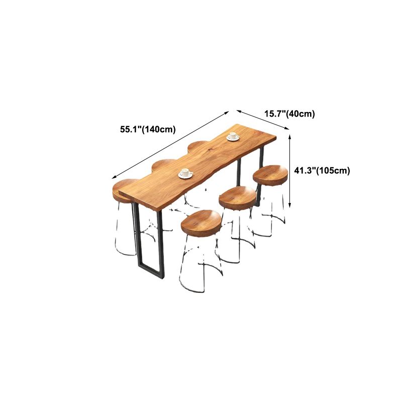 Natural Solid Wood Bar Table Industrial Black and Metal Base Bar Table
