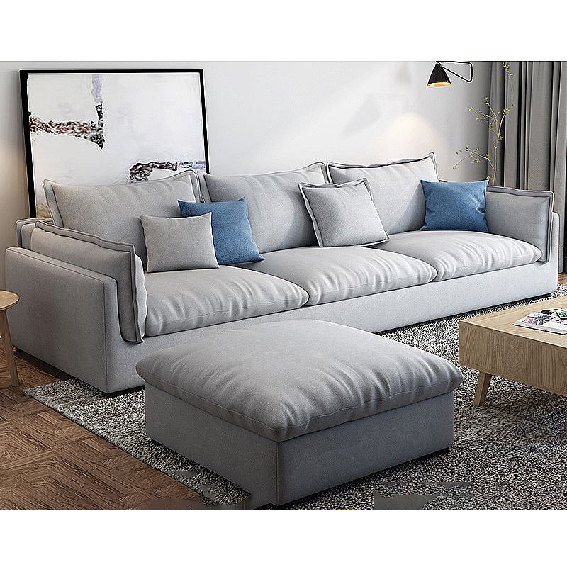 Contemporary Stationary Living Room Couch Gray Pillow Top Arm Sofa