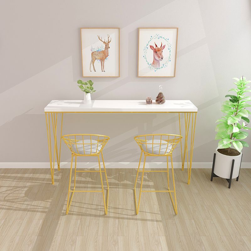 Glam Style Rectangle Bar Table Solid Wood Bar Dining Table with 4 Legs