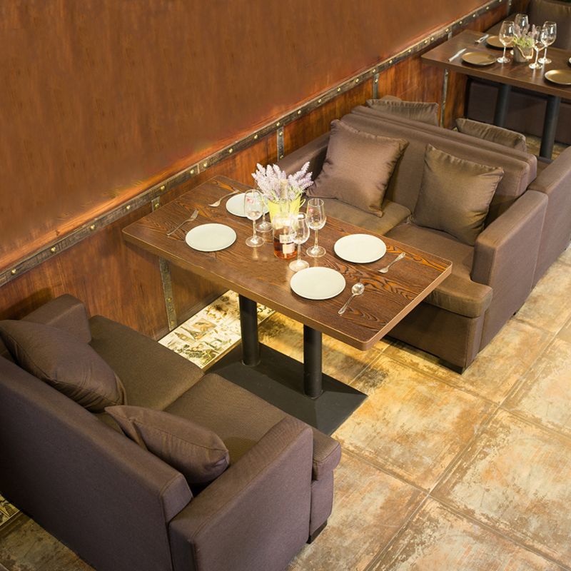 Industrial Wooden Dinner Room Kitchen Table Brown Table with Metal Base for Dining Room