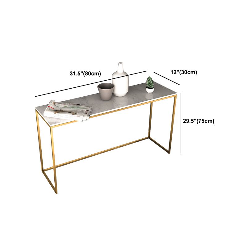 Marble Rectangle Console Table Glam Ironcraft Frame Accent Table for Hall