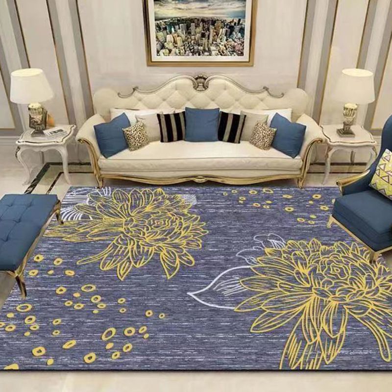 Contemporary Rug Fancy Abstract Pattern Area Carpet Polyester Stain Resistant Carpet for Living Room
