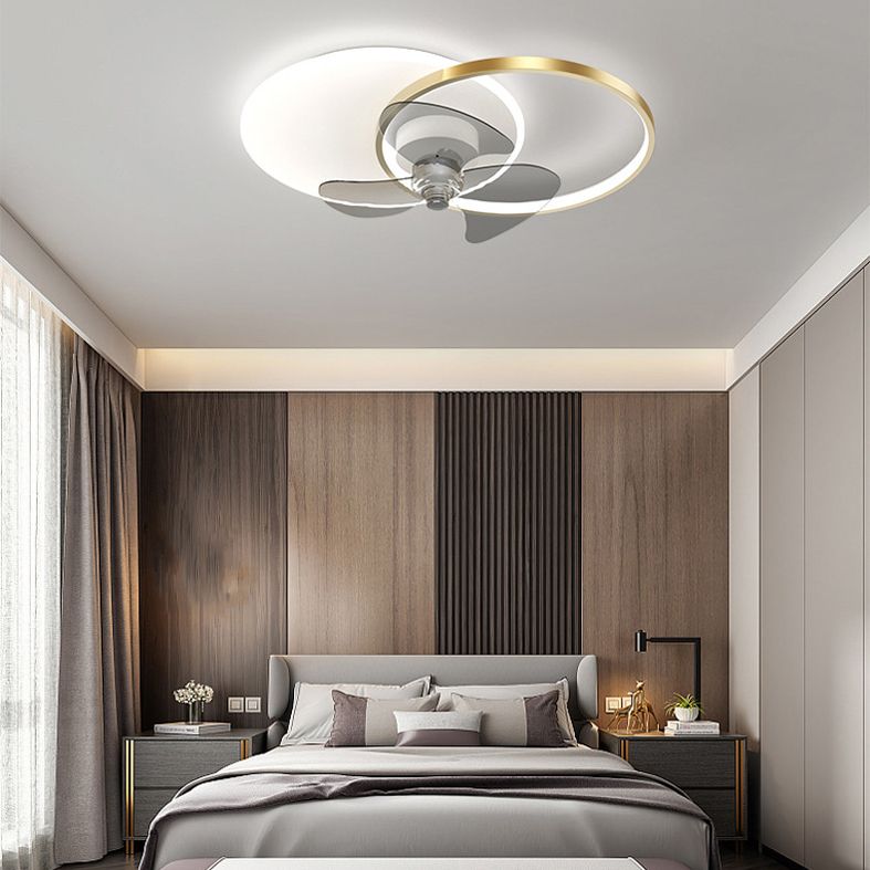 Dual Circle Lüfterleuchte minimalistische Metallschlafzimmer LED Semi Flush Deckenleuchte