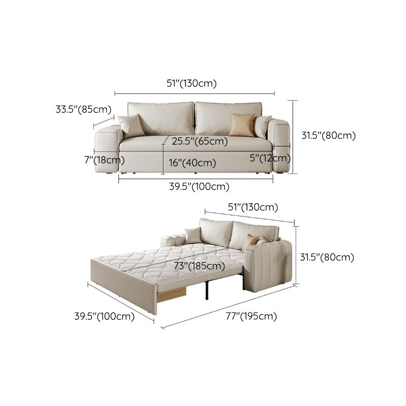 Scandinavian Folding Futon and Mattress Square Arms Futon Sleeper Sofa