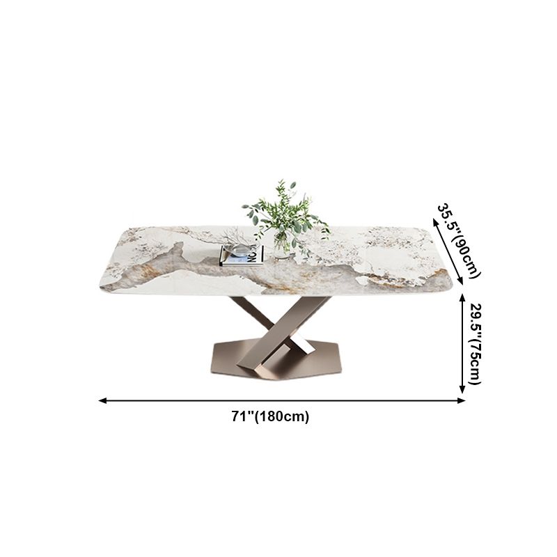 Mesa de comedor de lujo tradicional mesa de rectángulo de pedestal único para el hogar