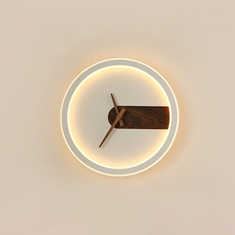 Orologio Nordic Wall Sconce Sconcetto ACRILICO LED LED LEGGIO con decorazione in legno