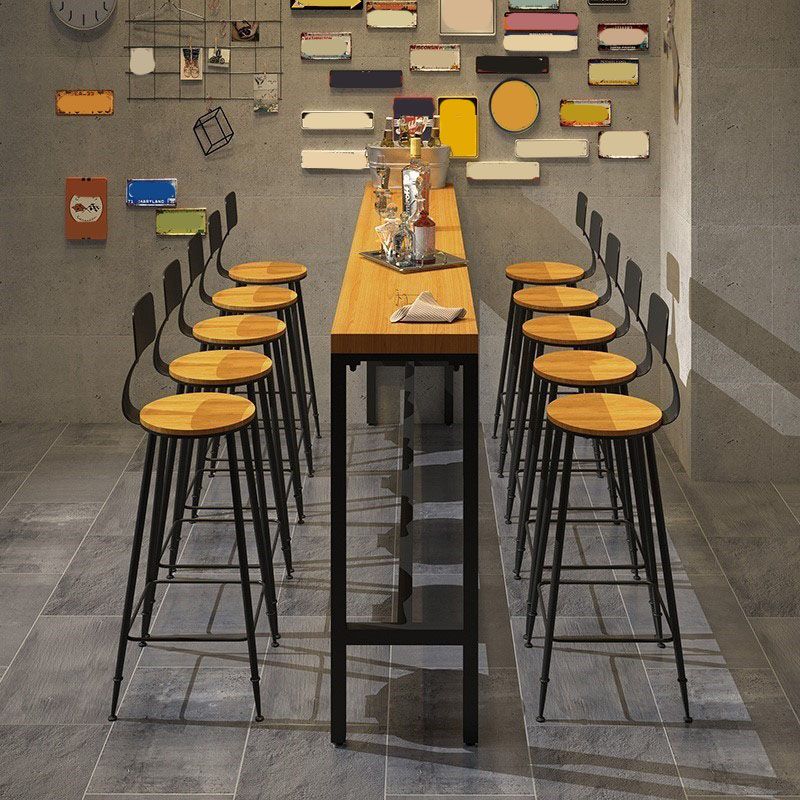 Industrial Style 1/6/11 Pieces Bar Table Set Rectangle Pine Wood Counter Table for Cafe