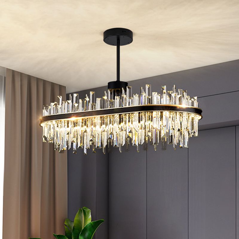 Metal Contemporary Pendant Light with Crystal Shade for Living Room