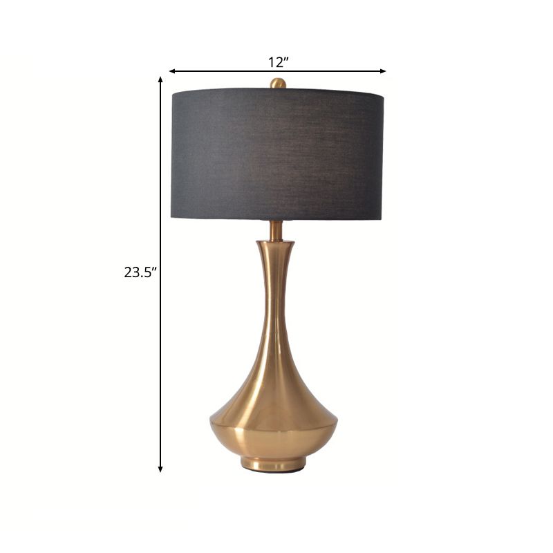 Grau/schwarzer Zylinderstudie Lampe Traditionelle Stoff 1 Kopflesebuchlicht mit Silber/Gold -Glas Basis