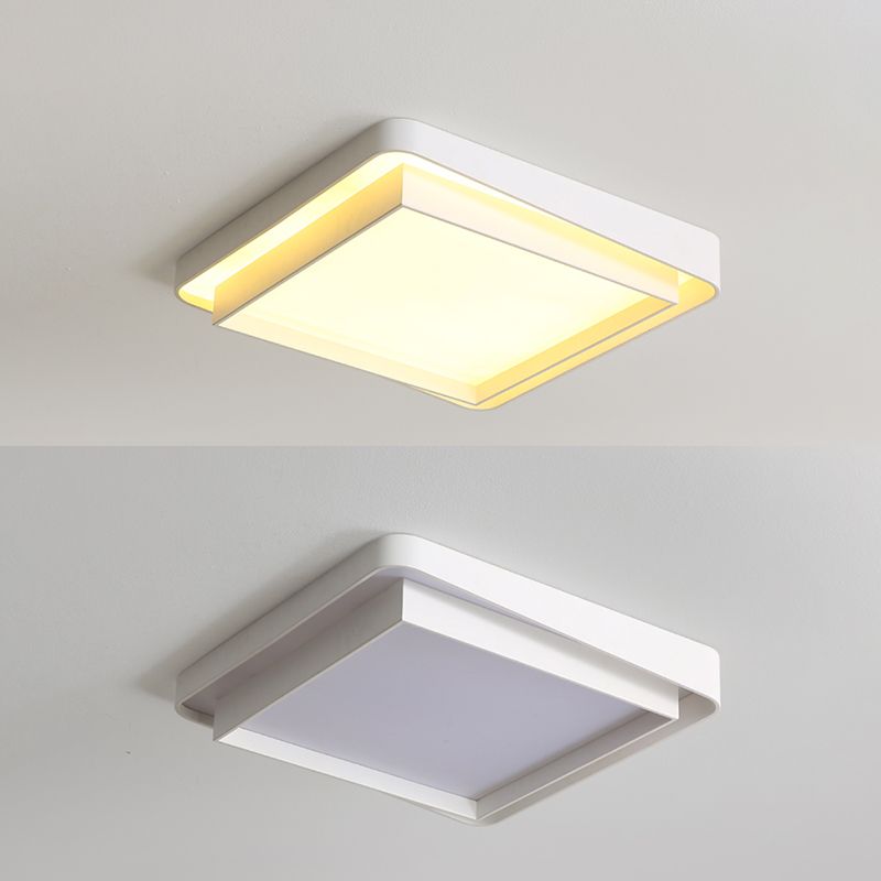 Contemporary LED Ceiling Lamp White Flush Mount Light Fixture with Acrylic Shade