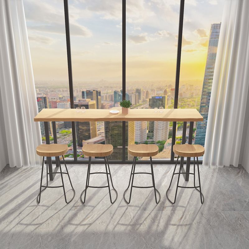 Rectangular Solid Wood Bar Table Set 1/5/9 Pieces Counter Table with Backless Stools