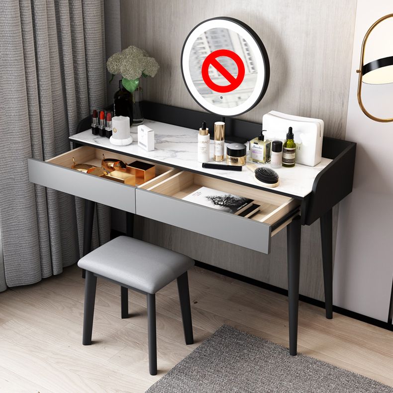 Contemporary Engineered Wood Vanity 37.8" H Vanity Set with Stool