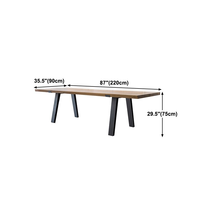 Industrial Pine Wood Table for Restaurant Rectangle Dining Table with Metal 4 Legs