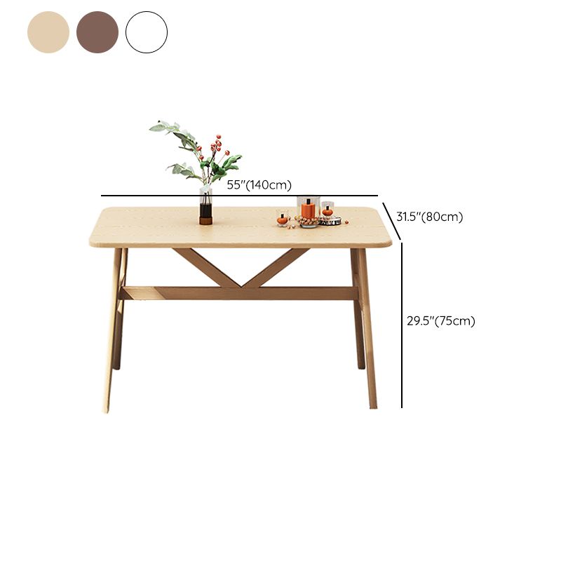 Contemporary Rectangular Wooden Dining Table with 4 Metal Foot