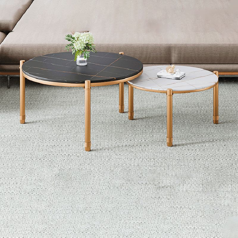 2-Piece Coffee Table Set Luxurious Round Slate 3 Legs Cocktail Table